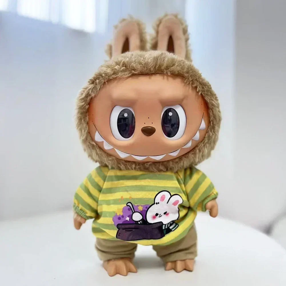 thumbnail image 1 of Para 38Cm traje Labubu ropa de muñeca de felpa de vinilo para Corea Kpop Exo Labubu ropa de muñeca conjunto de camisa de animal a rayas, 1 of 4