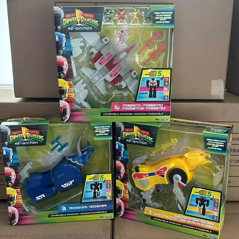 Playmates Mighty Morphin Power Rangers Re-Ignition Kombinierbare Dinozord Tiger Triceratops Pterodaktylus Puppen Spielzeug Geschenke