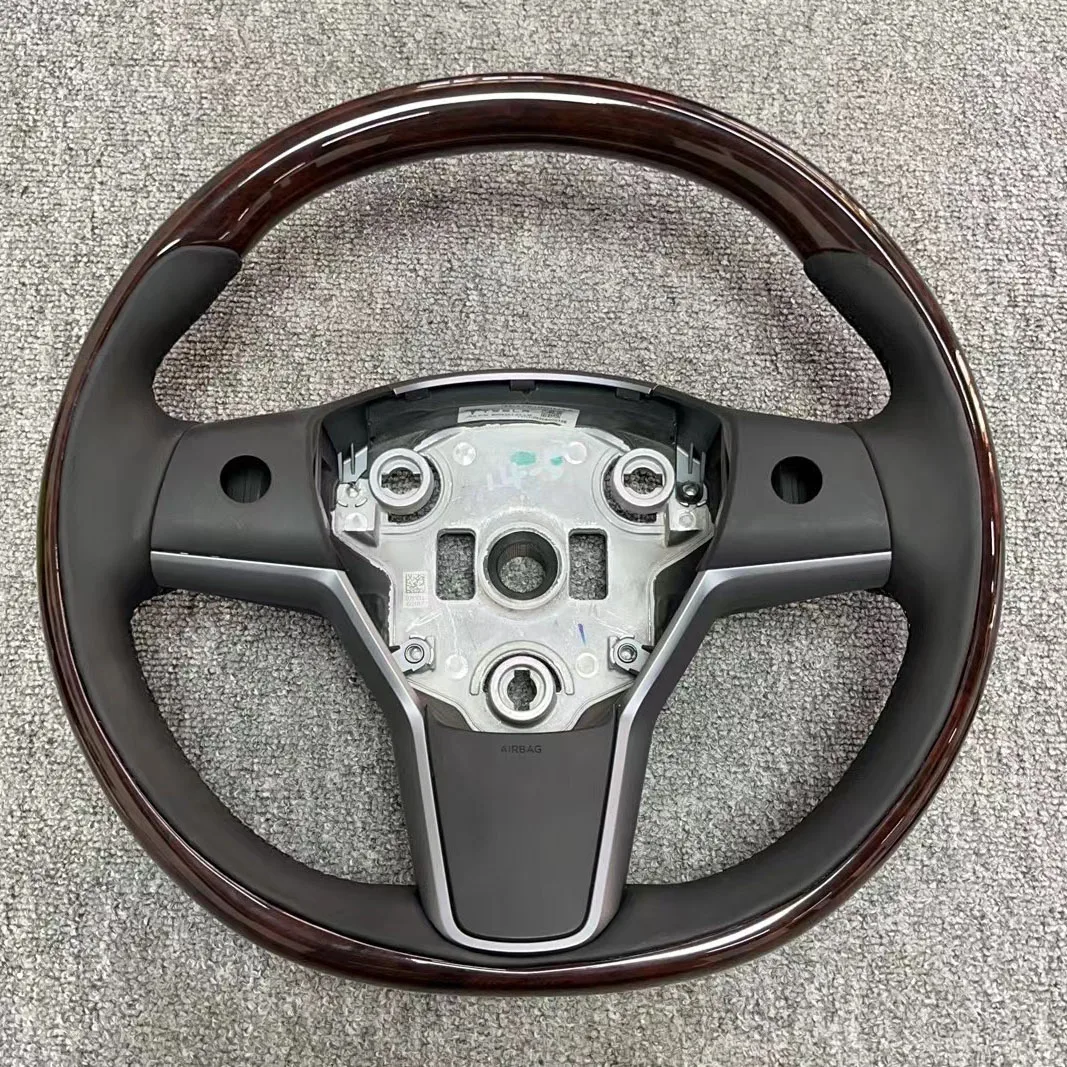 

Steering Wheel Walnut Wood Black Leather For Tesla Model 3 y 2016 2017 2018 2019 2020 2021 2022 2023