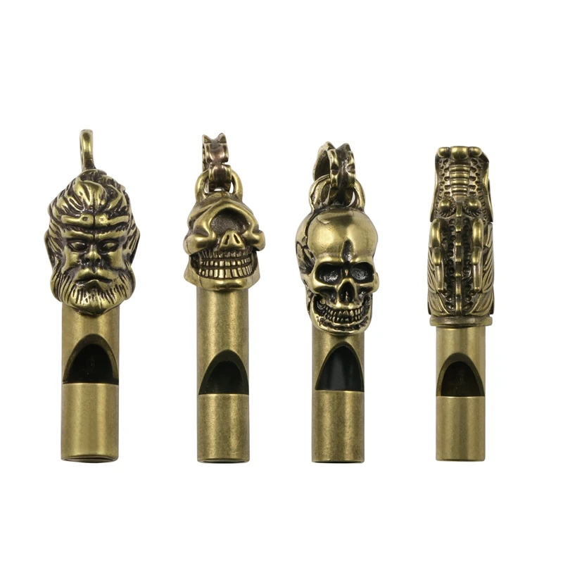 Multifunctional Pure Brass Outdoor Skull Whistle Aluminum Emergency Survival Whistle Keychain For Camping Hiking Outdoor Tools whistle keychain survival whistle sport whistle sports whistle metal whistle