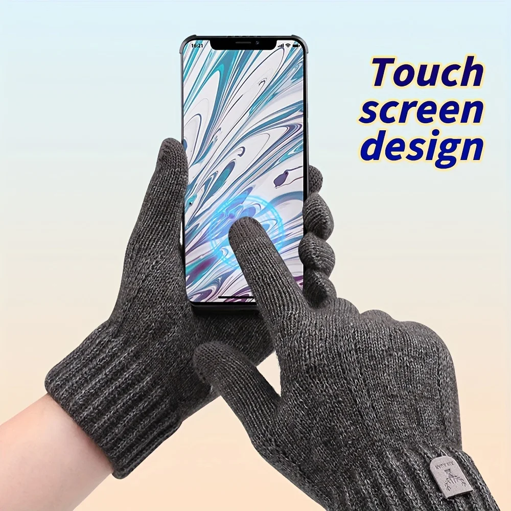 Warmest Thermal Touch Screen Gloves for Women and Men-Fleece Lined, Anti-Slip, Full Fingers, Pull-On Closure, Wool Material,