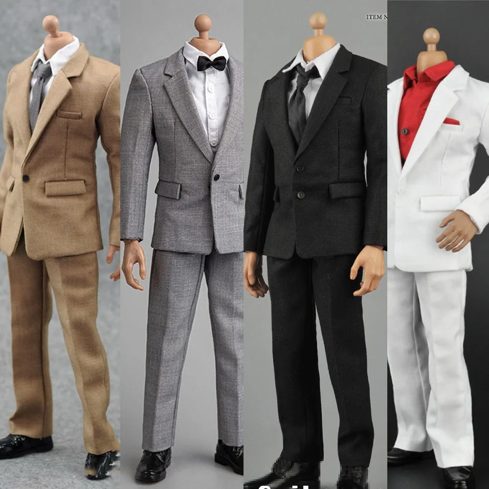 

In Stock 1/6 Scale Men's Figure Gentleman T-shirt Coat Pants Tie Shirt Suit Set for 12" Action Figure