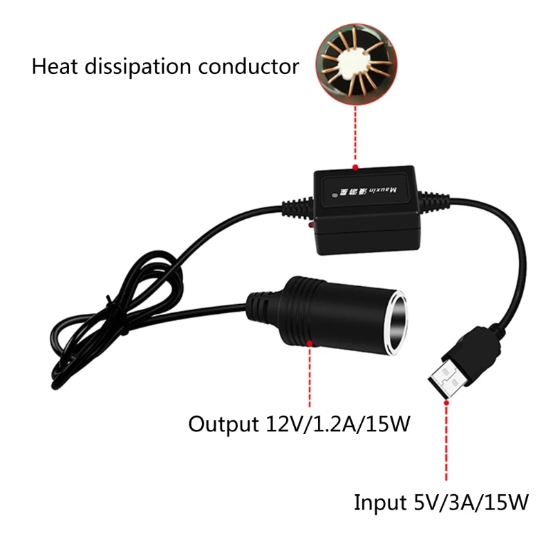Adapter 5V USB To 12V Cigarette Lighter Socket USB Male to Female Cigarette Lighter Adapter Converter Car Electronics Accessory