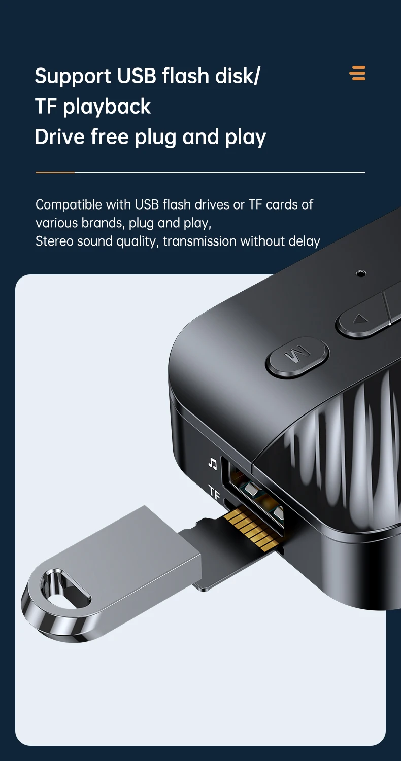 Bluetooth 5.3 Audio Receiver Transmitter Wireless Audio Adapter RCA/AUX/TF Card/