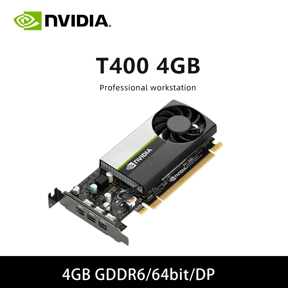 Karta graficzna NVIDIA T400 4GB GDDR6 64-bit obsługuje PCI-E 3.0 DP pojedynczy wentylator placa de vídeo do komputera stacjonarnego