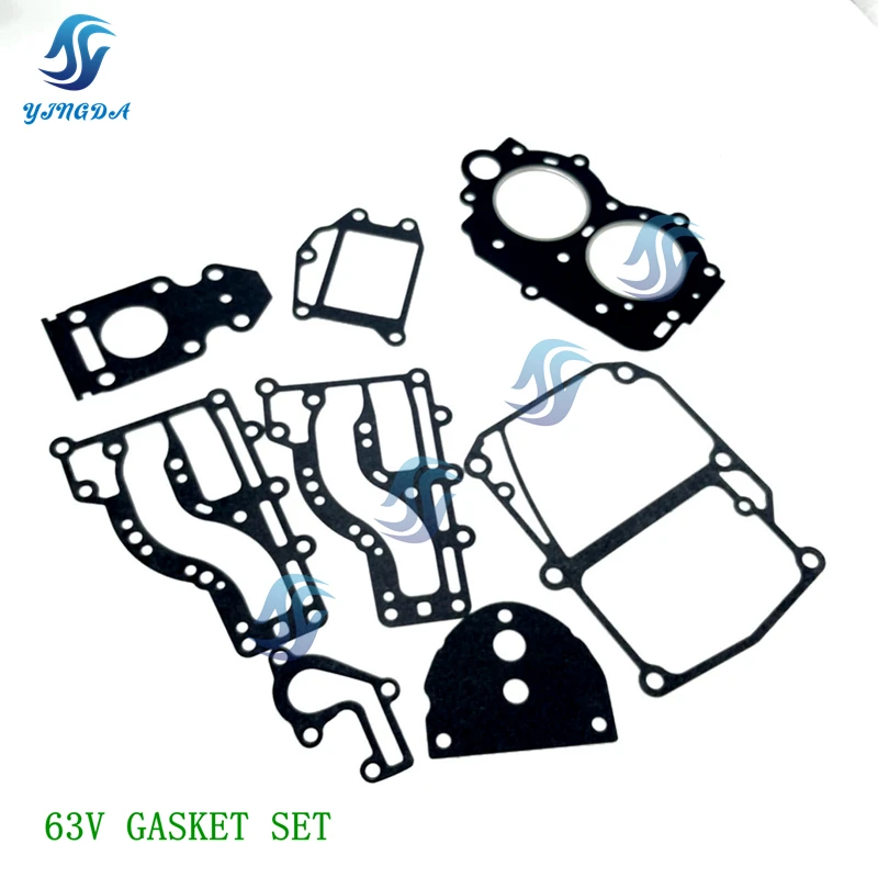 63V GASKET SET For Yamaha Head Cover Outboard Motor 2-Stroke 15HP gasket crankcase cover 1 yamaha 36y 15451 00 00