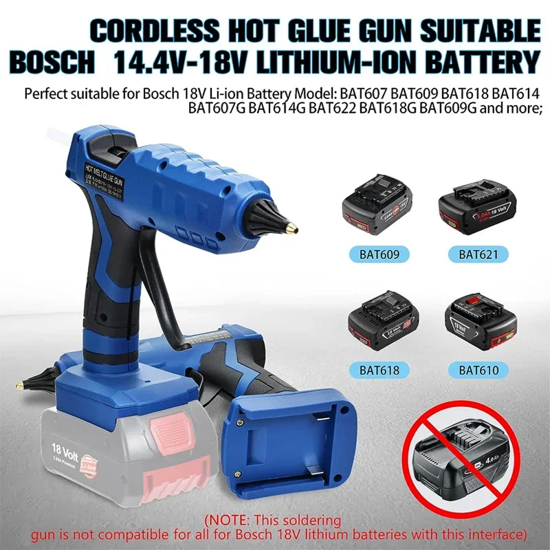 Hot Melt Glue Gun Hot Glue Gun Cordless For Bosch 18V/20V Li-ion Battery 20Pcs Sticks