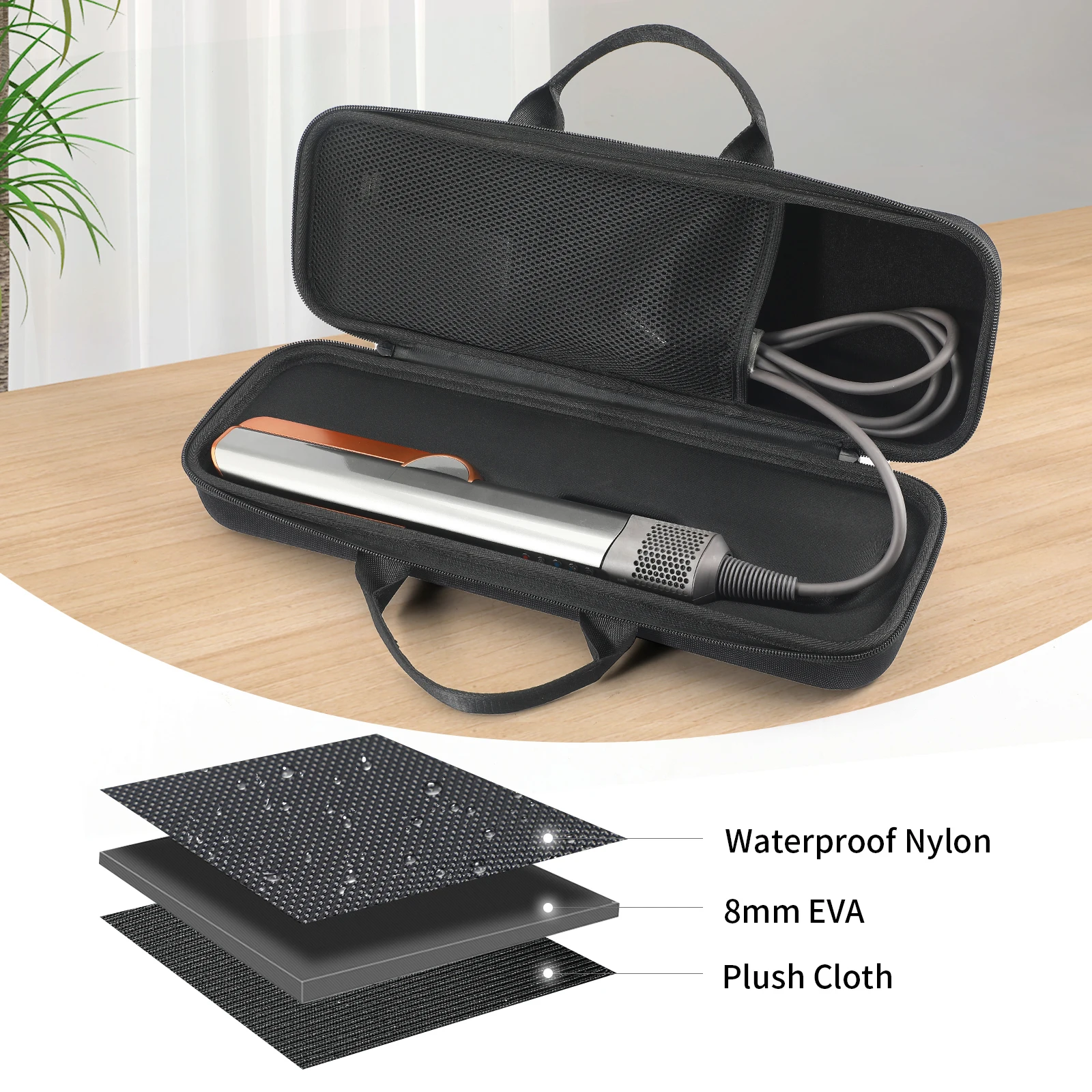 Portable Storage Bag Hard Shell Carrying Case Shockproof Protective Box For Dyson Airstrait HT01/ Corrale HS03 Hair Straightener