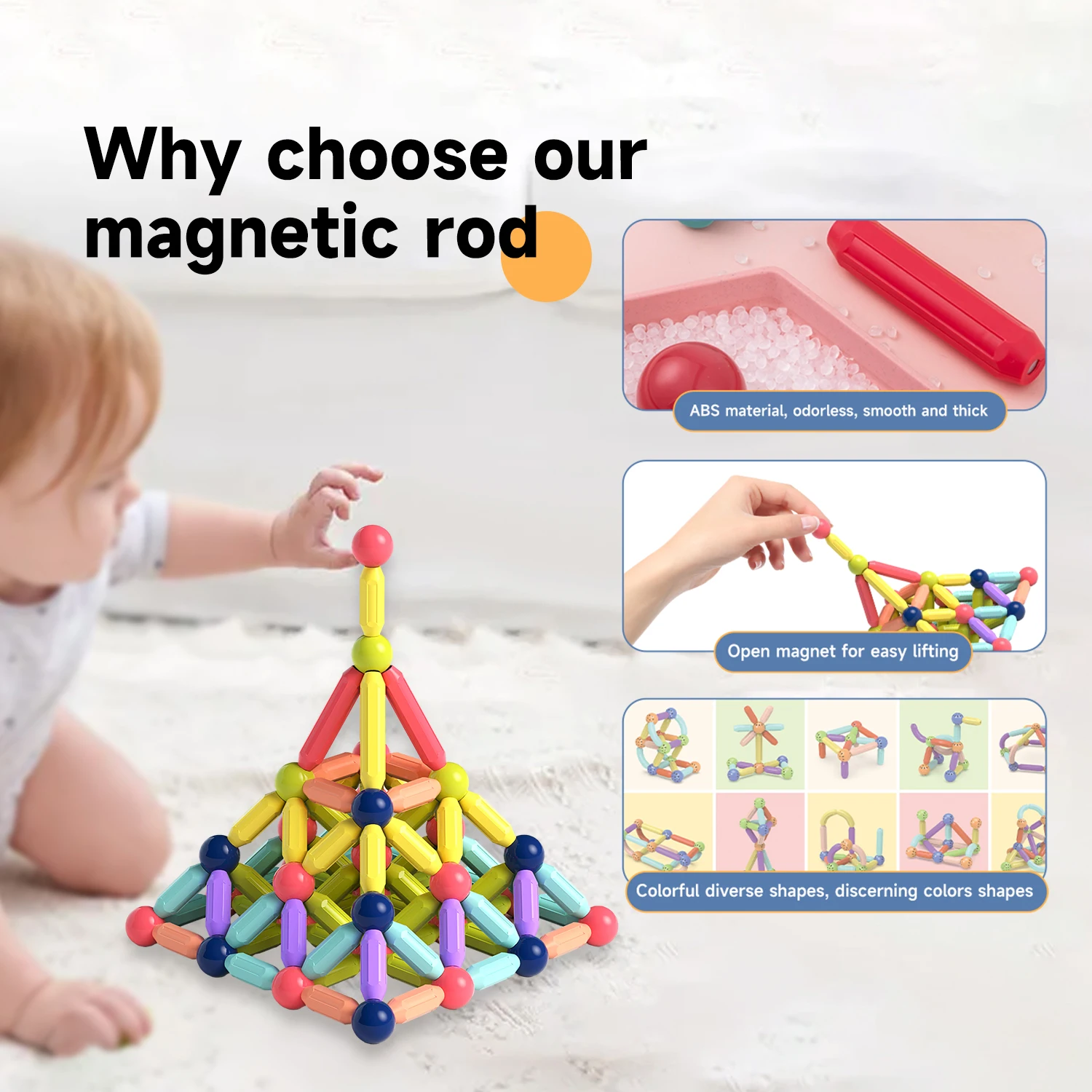 Kids Toys Magnetic Wands Starter Set Classroom Essentials Magnetic Building Blocks for Toddlers Magnet Building Structure Cogni magnetic building blocks magnetic assembly toy magnetic alphabet toys