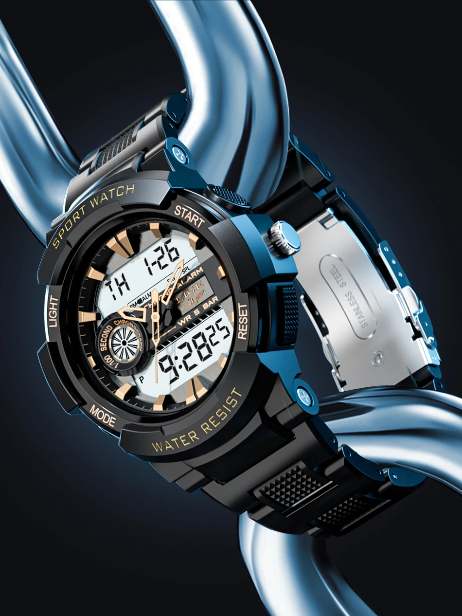 LED électronique Quartz homme montre double montre numérique pour hommes sport décontracté militaire étanche chronographe s_voghion.com