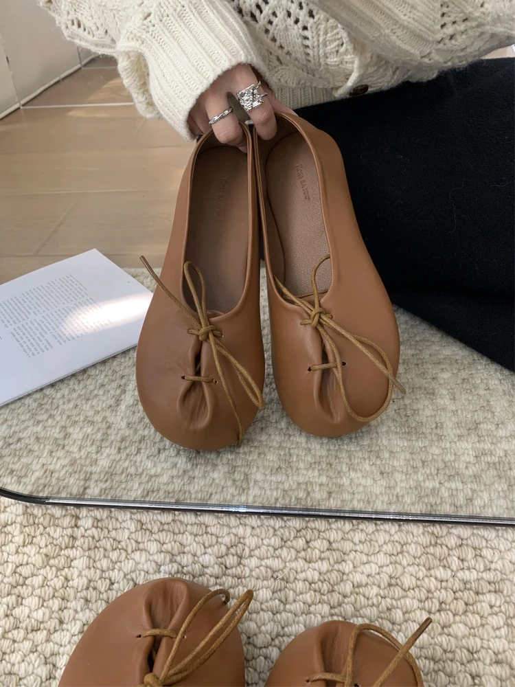 

Soft Womens Derby Shoes Modis Female Footwear Round Toe Shallow Mouth Casual Sneaker Leather Moccasin 2023 Dress Retro Lace-Up F
