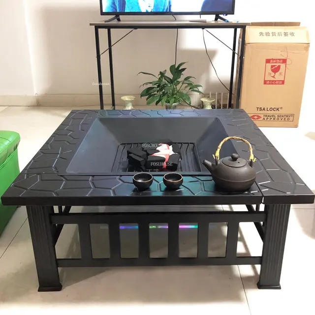 Kültéri Grill Állvány Kemping Kályha Faszén Fűtő Tábortűz Brazier Asztal Udvar Négyzet Alakú Tűz Gödrök Otthoni - Image 4