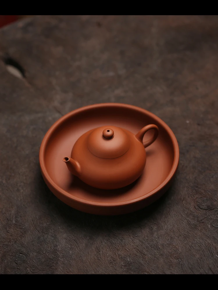 JianShui Purple Clay Teapot Set – Antique Ceramic Kungfu Tea Holder & Mat, Brown