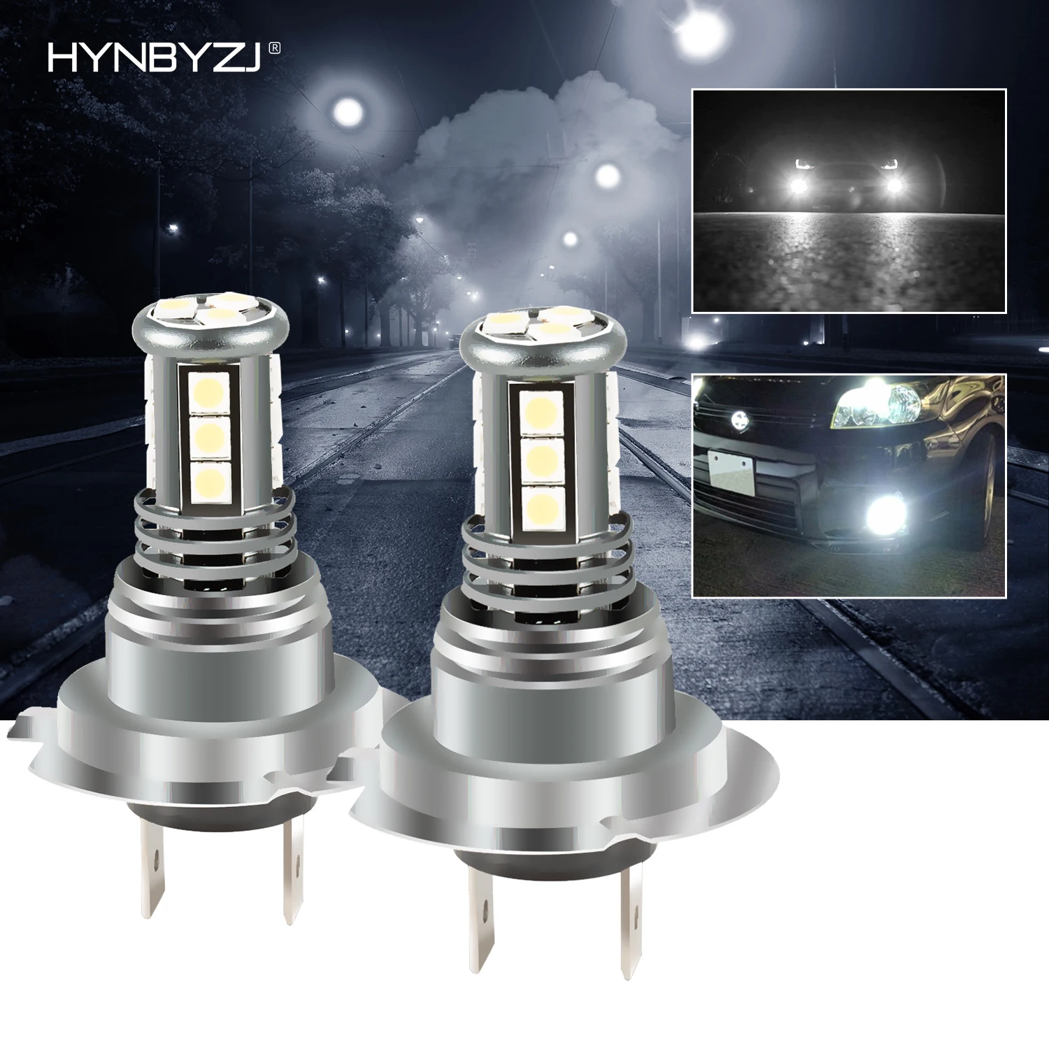 

HYNBYZJ 2Pcs H4 H7 H8 H11 H16 LED Car Fog Light Bulbs 9005 HB3 9006 HB4 Auto Driving Running Lamps 3200LM 40W 12V White 6500K