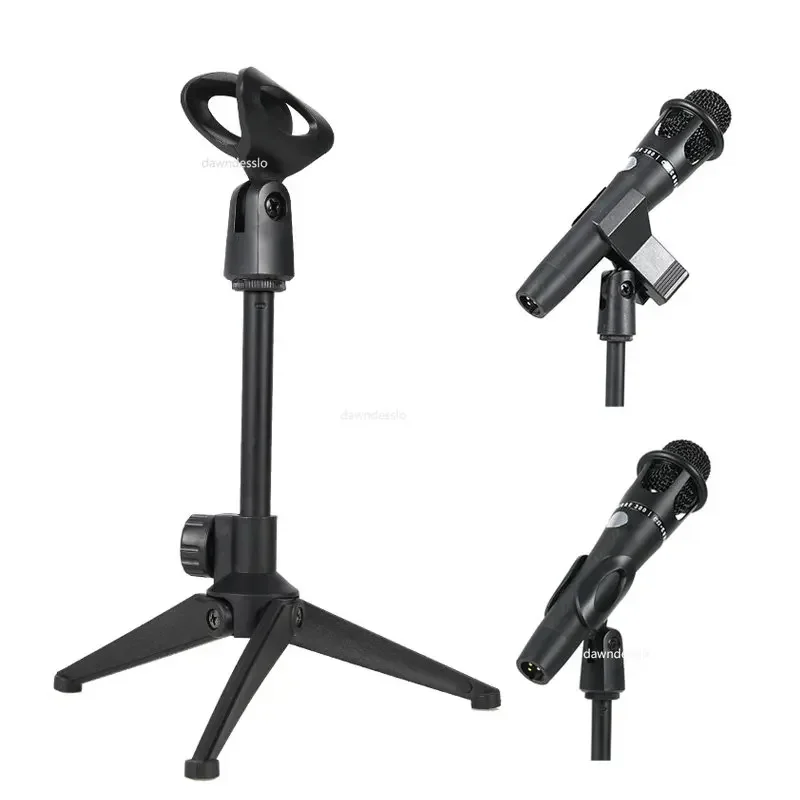 Microphone Stand Microphone Clip Holder Microphone Stand Desktop Tripod Mini Portable Table Stand Adjustable Mic Mic Clip Holder Bracket Lightweight Bracket