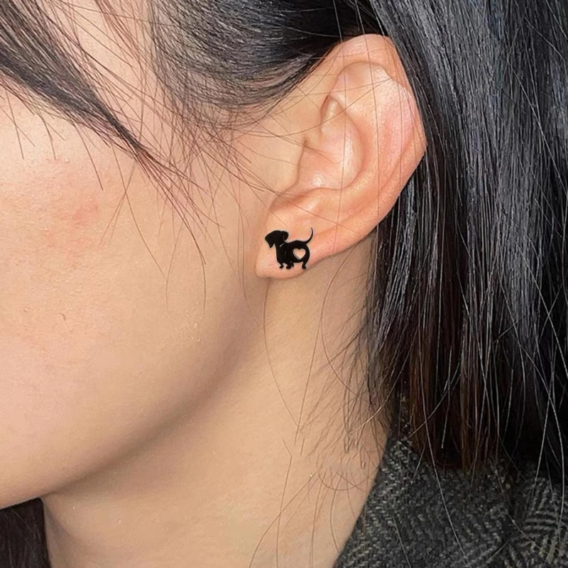 Stylish Pet Dachshund Dog Earring Piercing Ear Jewelry Fashionable