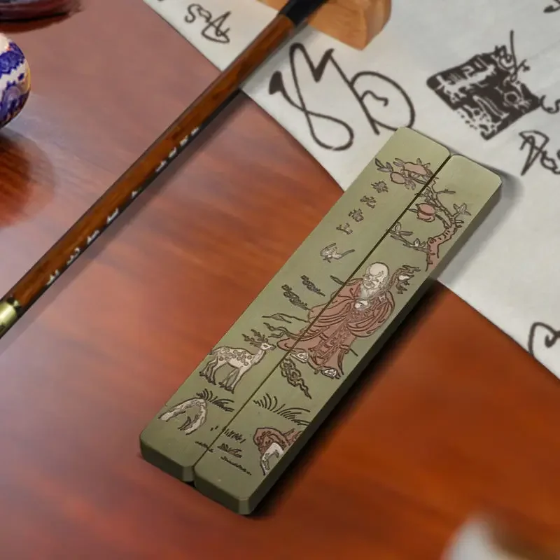 빈티지 구리 페이퍼웨이트 황동 붓꽂이형 페이퍼웨이트 앤틱 캘리그라피 페인팅 페이퍼웨이트 장식 예술용품