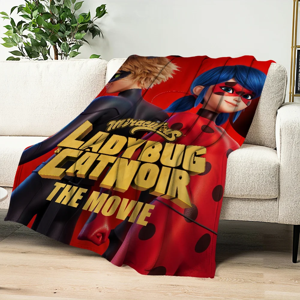 Cartoon M-MiraculousES Cat L-LadybugES Blanket Skin friendly comfort warm plush blanket suitable sofa living room office bedroom 5