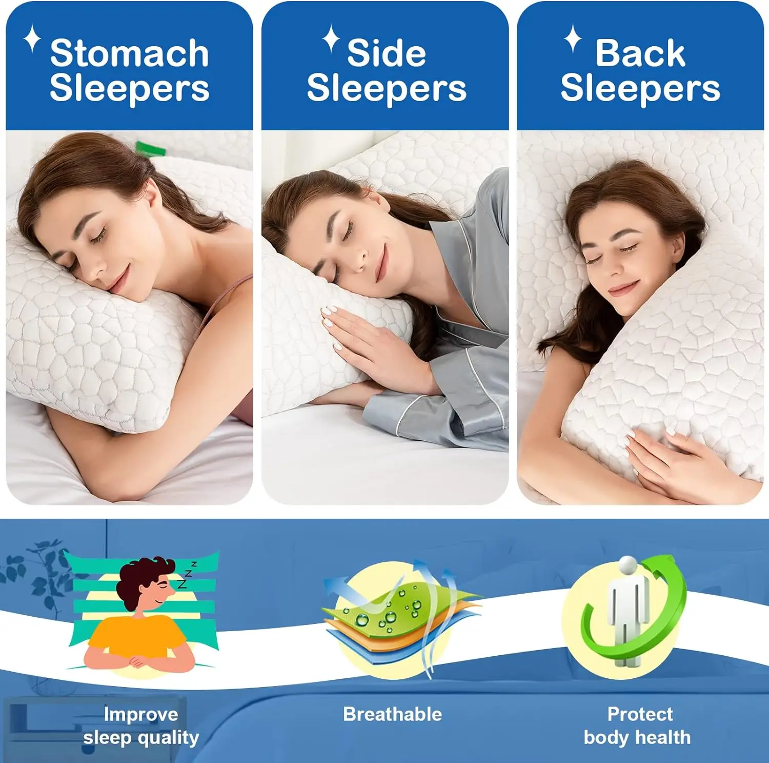 Cooling Bed Pillows for Sleeping Shredded Memory Foam Pillows