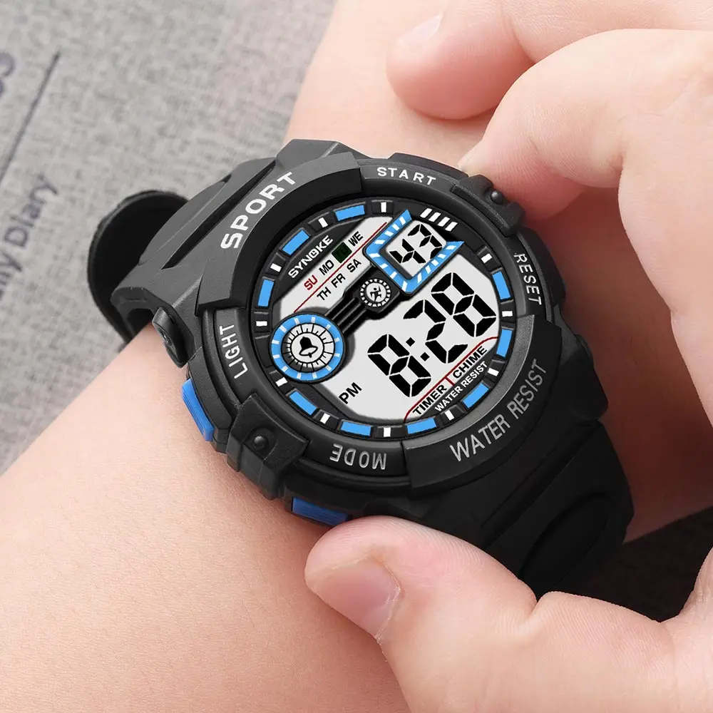 

Часы мужские цифровые спортивные в стиле милитари, модные светодиодные электронные наручные, водонепроницаемость 50 м