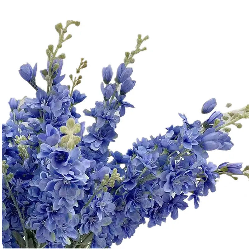 

10Pcs Fake Flocking Delphinium (2 stems/piece) 33.46" Length Simulation Consolida Ajacis for Wedding Home Artificial Flowers