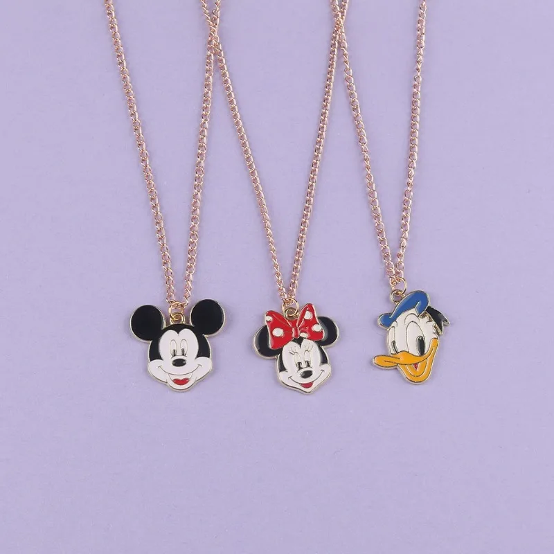 Disney Animation Mickey Mouse Necklace Kawaii Minnie Metal Pendant Cartoon Simple Versatile Necklace Girls  Decoration