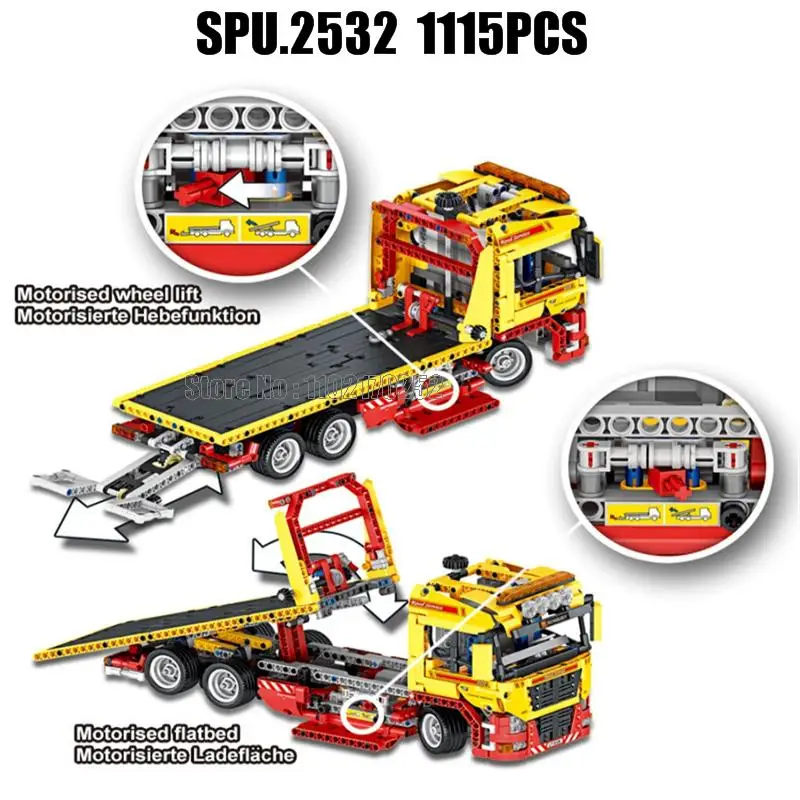 1115pcs Technical Flatbed Truck With Motor Battery Power Function