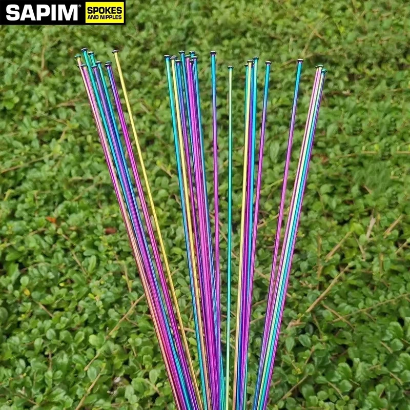 SAPIM Bicycle Spokes Can Choose Any Length Below 310mm 2.0 Round j-bend/Straight pull Rainbow Color With Copper Cap