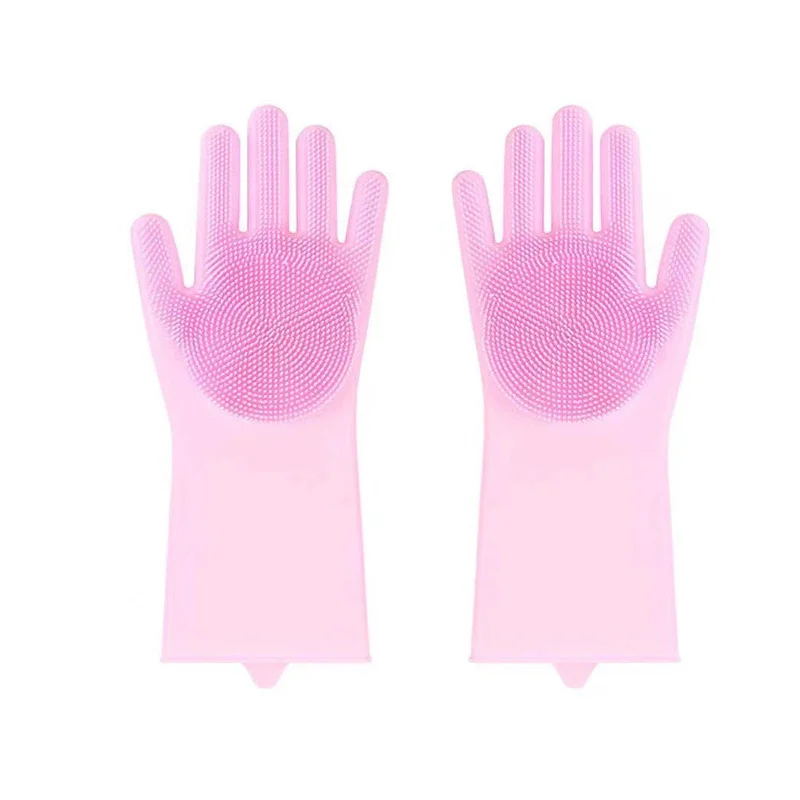 

Dishwashing Cleaning Gloves Silicone Rubber Sponge Glove Household Scrubber Kitchen Clean Tools Dropshipping Kitchen