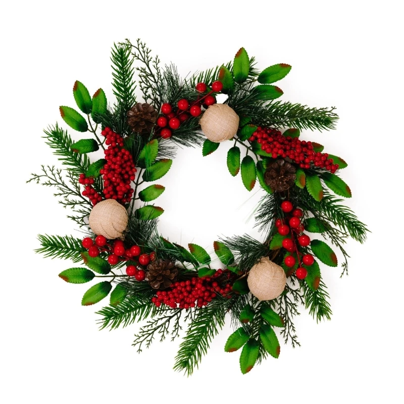 

Christmas Pine Needle Pinecone Wreath Christmas Festival New Year Party Door