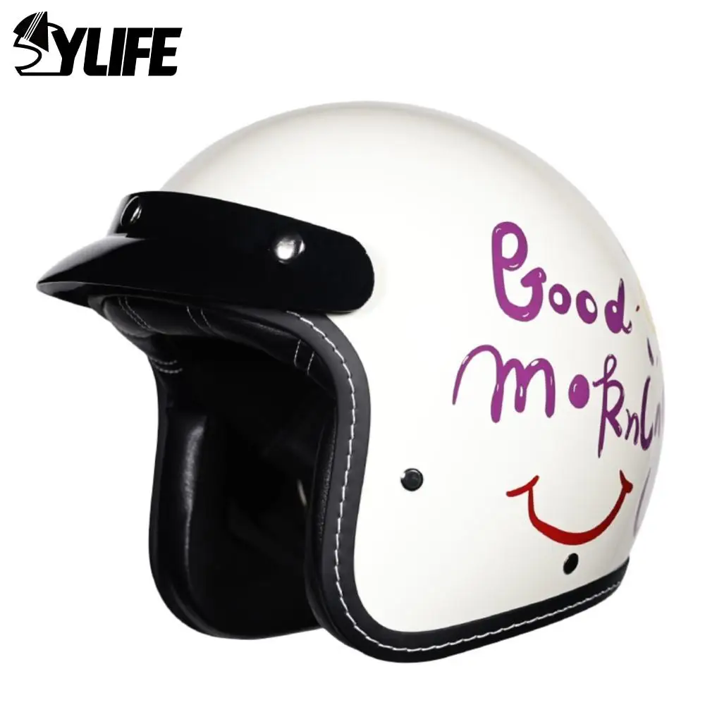 

Helmet Motorcycle DOT Certification Vintage Retro Moto Helmet Open Face Helmet Half Face Classic German Style Scooter Casque