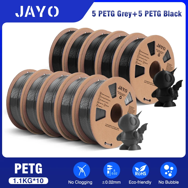 JAYO 3d PETG Filament 1.75mm For 3D Filament Printer 1KG/2KG/5KG/10KG Excellent Toughness 100% No Bubble For 3d Printer & Pen