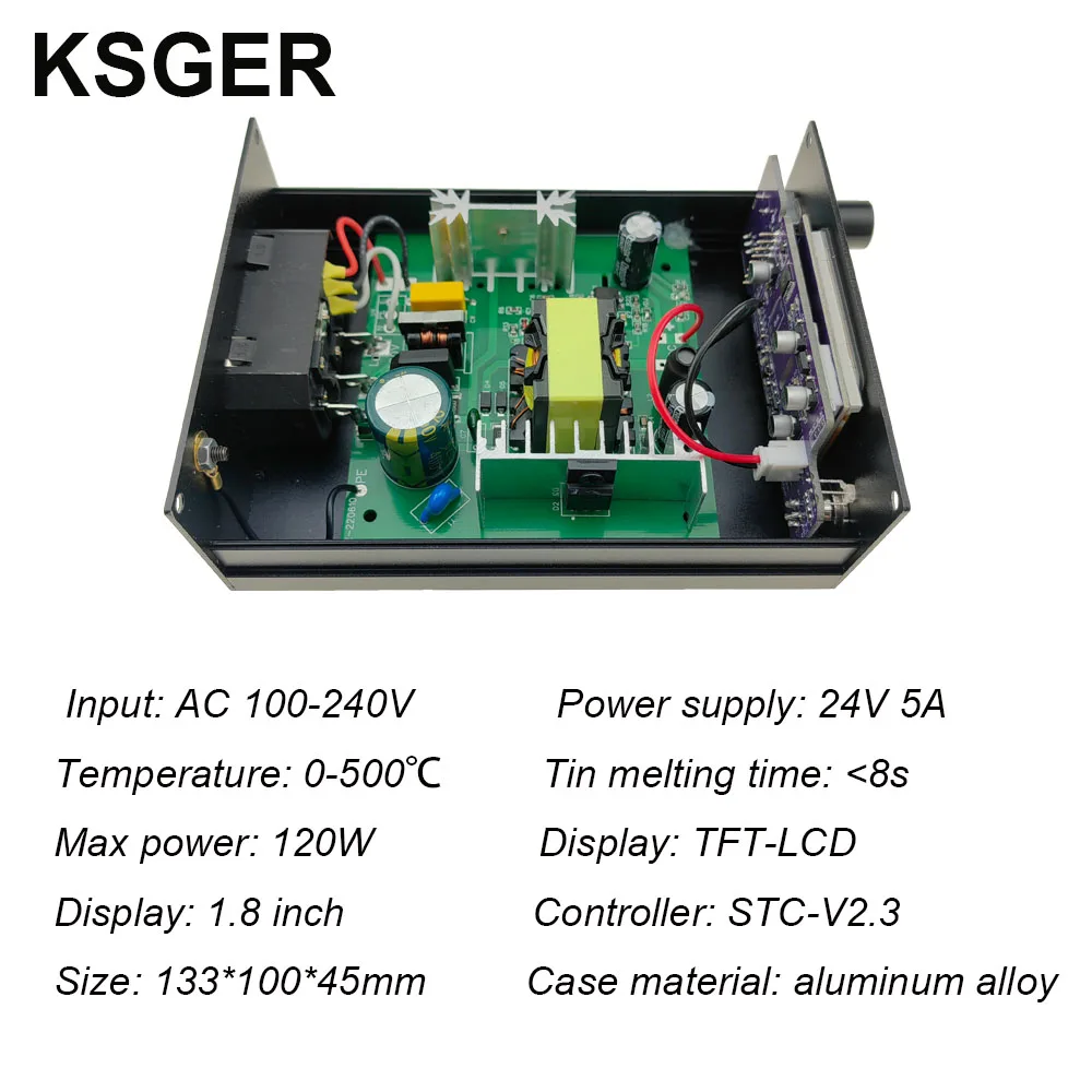 KSGER T12 Soldering Station Iron Tips V2.3 Controller DIY Kits 1.8 Inch Electric Tools Auto-standby Sleep 8s Tins Melting 3