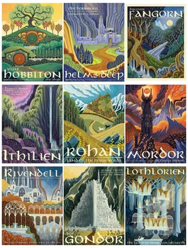 Fantasy Diamond Painting 5D Abstract Ring Art Retro Full Drill Kit Vintage Film Mordor Castle Lord Magic Kid Bed Room Decor 1