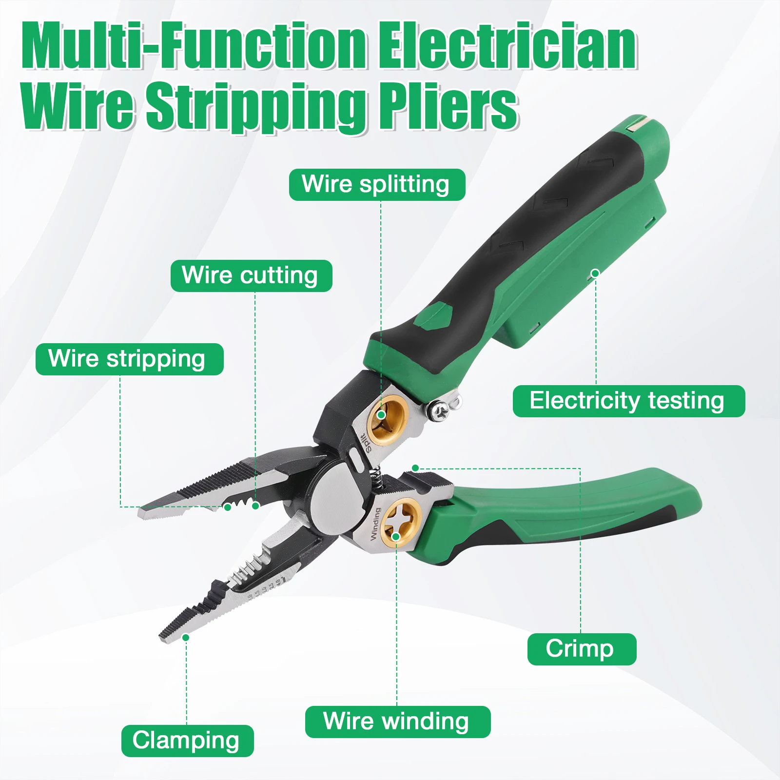 Alloy Steel 8 in 1 Wire Stripper with Voltage Tester Accurate Wire Stripping Tool Insulation Protection Cable Stripper for