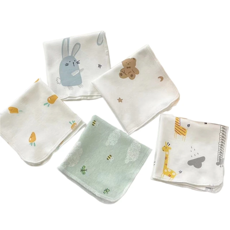 5pcs Cotton Wipes Baby Bibs Gentle & Absorbent Drool Towels Versatile Handkerchiefs Kids Small Square Wash Cloth DropShipping