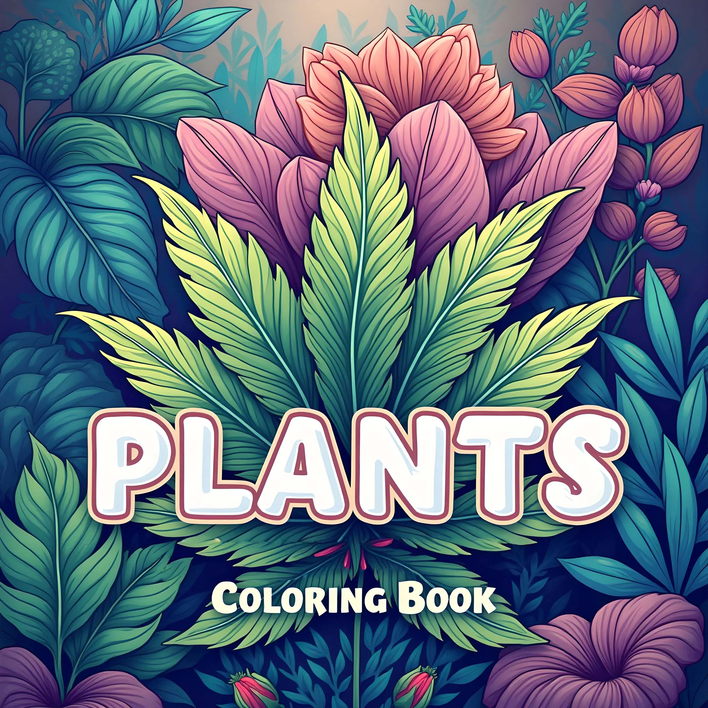 Plants Coloring Book Featuring Plants Flowers for Adults and Teens 24 Page Graffiti Painting Drawing Book Relieve Stress
