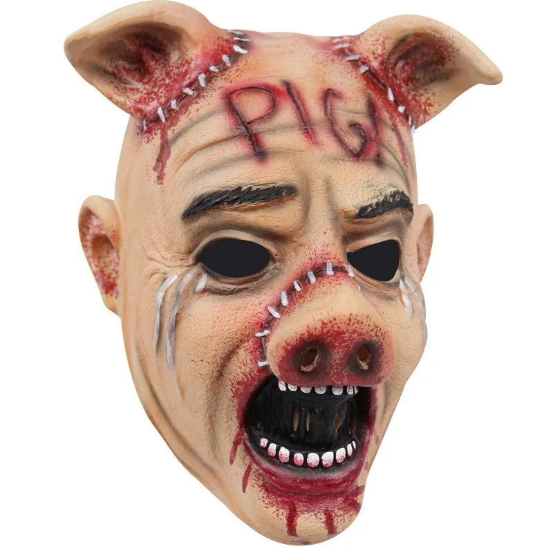 Film Horror Texas Saw Cosplay spaventoso Cry Pig maschera in lattice terrore casco Halloween Masquerade Party Carnival Prank Costume Prop - immagine 2