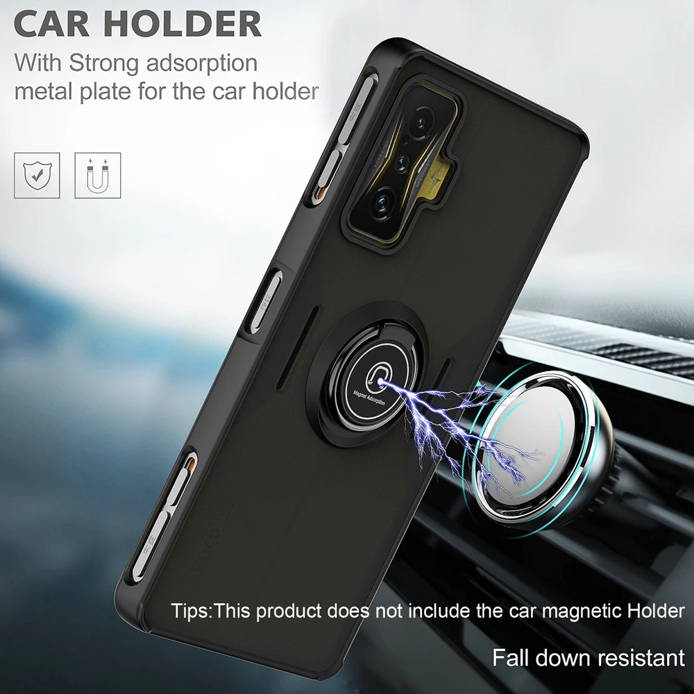 KEYSION Fashion Matte Hülle für POCO F4 GT 5G Transparenter Ringständer Stoßfeste Handyhülle für Xiaomi Redmi K50 Gaming K_voghion.com