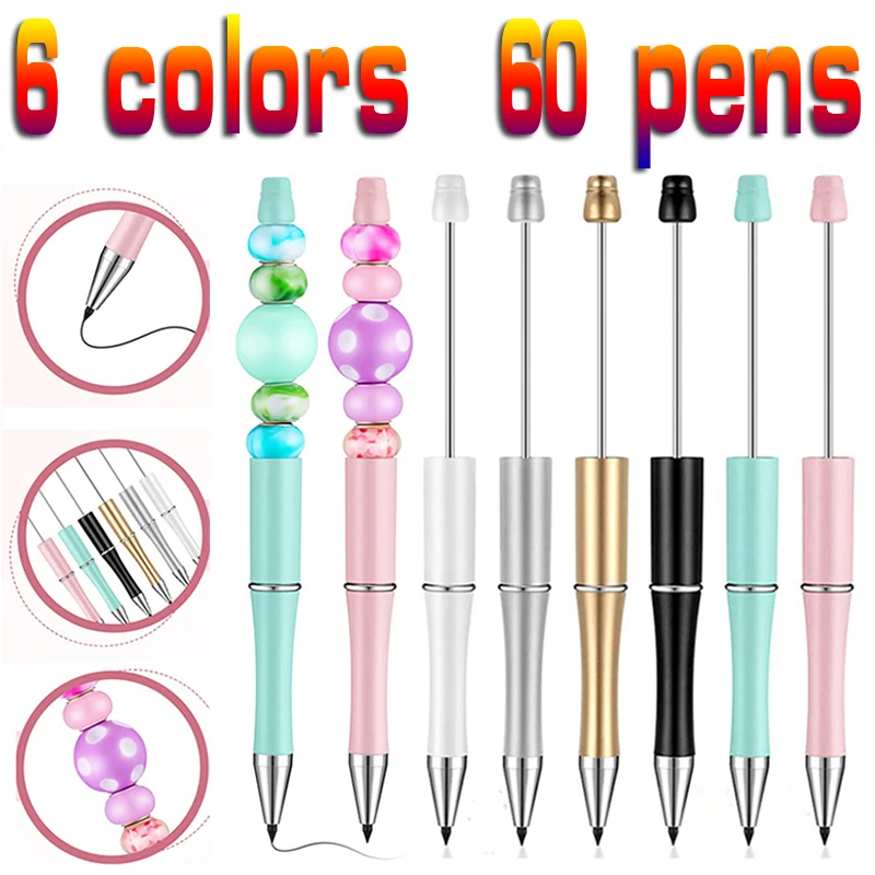 

60Pcs HB Writing Beaded Pencil Pens Technology No Ink Pencils Art Sketch Painting Tools Stationery School Supplies