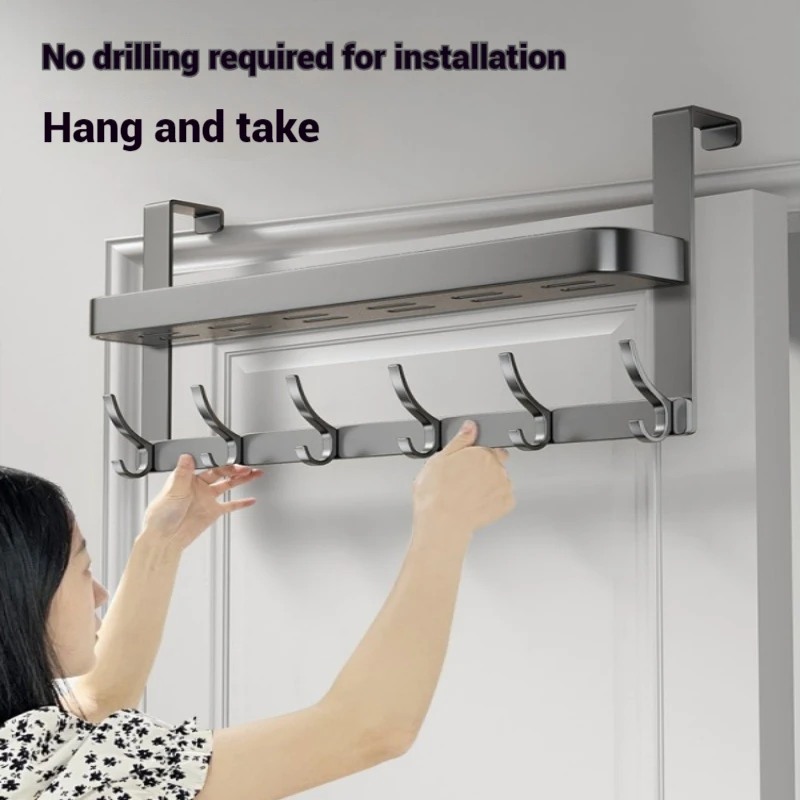 No Drill Strong Adhesive Over Door Hooks Wall Mounted Coat Rack Organizer Multi-Purpose Storage Shelf For Clothes Bags Hats storage hook door hook