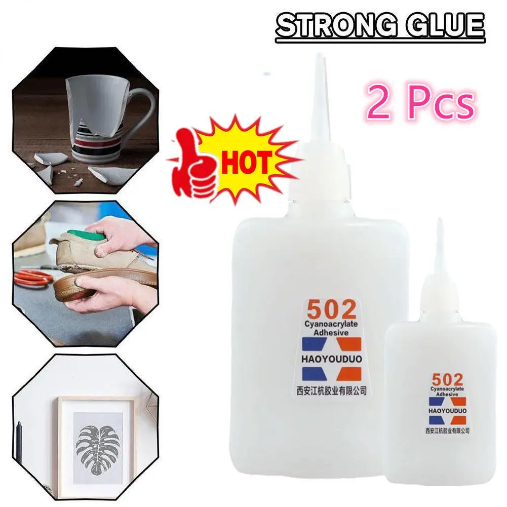 

2pcs 502 Super Glue Instant Quick Dry Cyanoacrylate Strong Adhesive Quick Bond Leather Rubber Metal Office Supplies Fast Glue