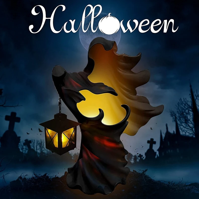 Hell's Messenger with Lantern Faceless Ghost Sculpture Light Witch