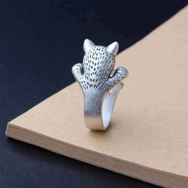925 Sterling Silver Rings For Women Simple Vintage Handmade Adjustable Finger Leopard Ring Fashion Band Female Bijoux Gift silver ring silver rings