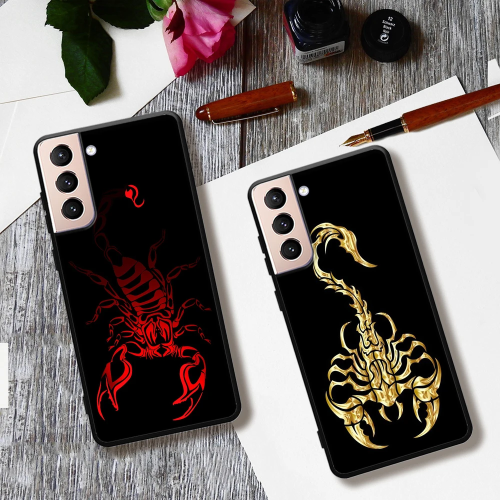 Per Samsung S21 Scorpion Black Phone Case Per Samsung S22 S21 S20 Plus Ultra Pro S10 S9 S8 Note 20 10 Ultra Cover Paraurti Per Telefono
