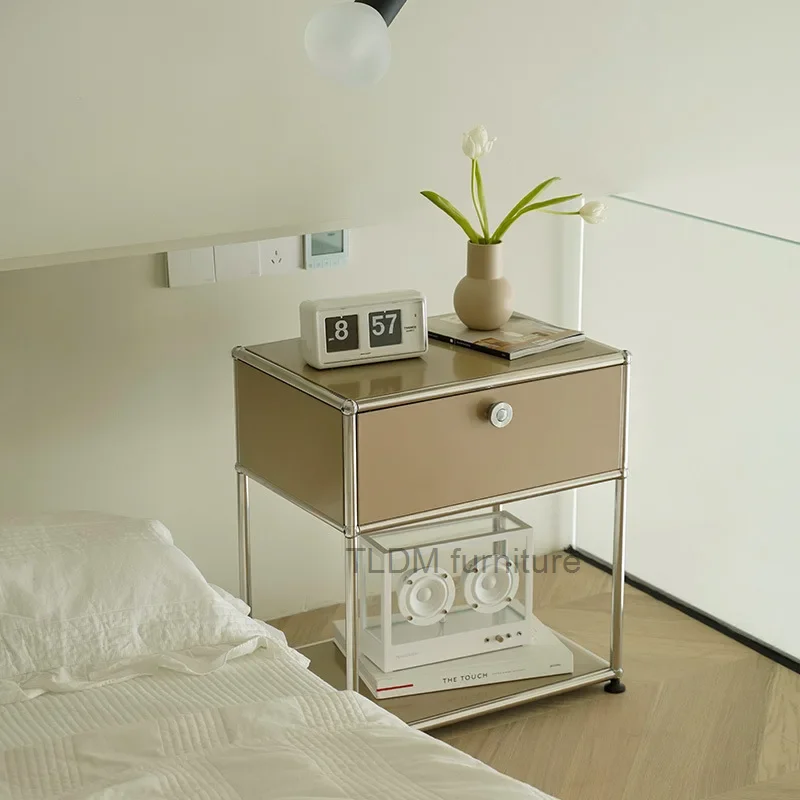

Designer Nightstand USM Bedroom Modern Minimalist Shelf INS Module Storage TV Side Cabinet Stainless Muebles Home Furniture FGM