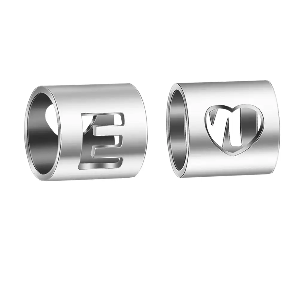 

10pcs 6X6mm Stainless Steel Hollow Initial Heart Bracelet beads