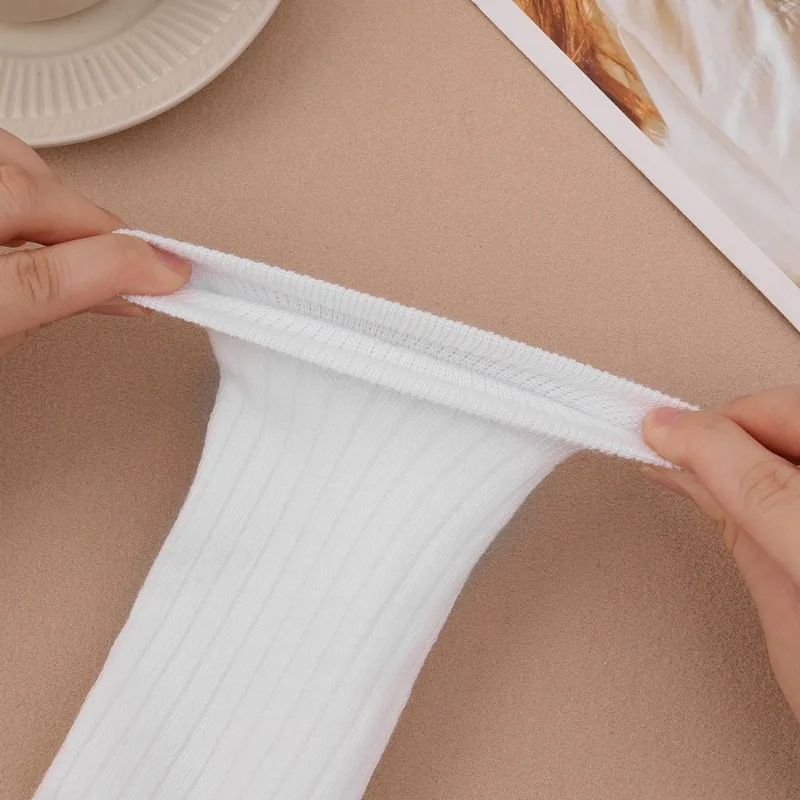 Autumn Winter Women's Stockings Girls Black White JK Lolita Long Tight Socks Vertical Stripes Cotton Over Knee Thigh High Socks