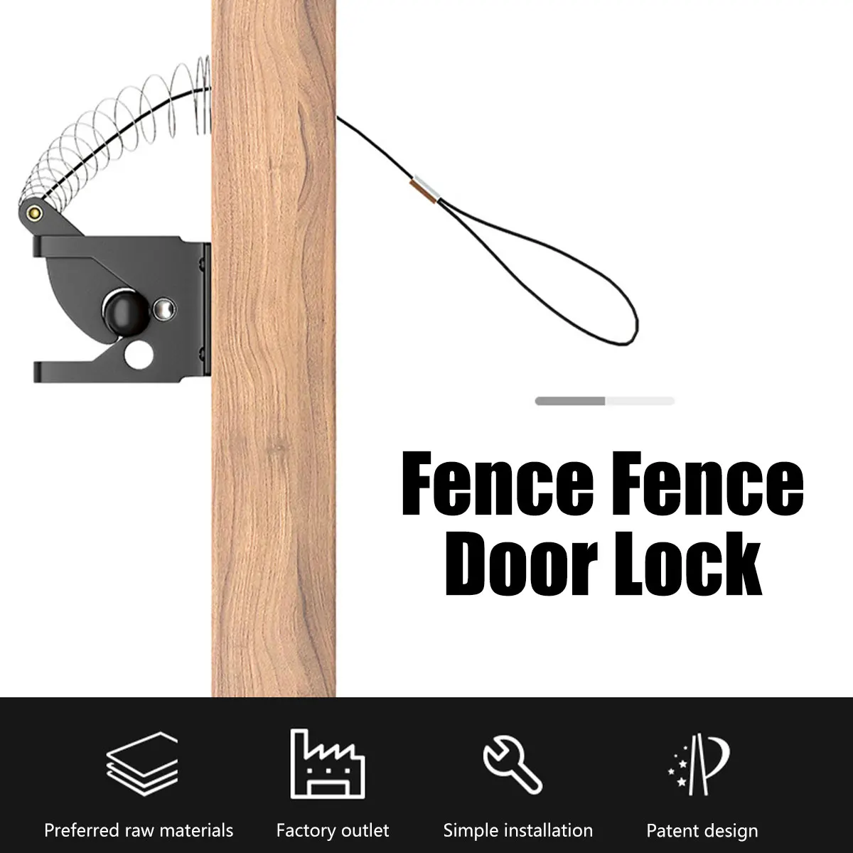Door Latch Automatic Gravity Lever Locking Fence Gate Latch Self-Locking Carbon Heavy Duty Steel for Fence