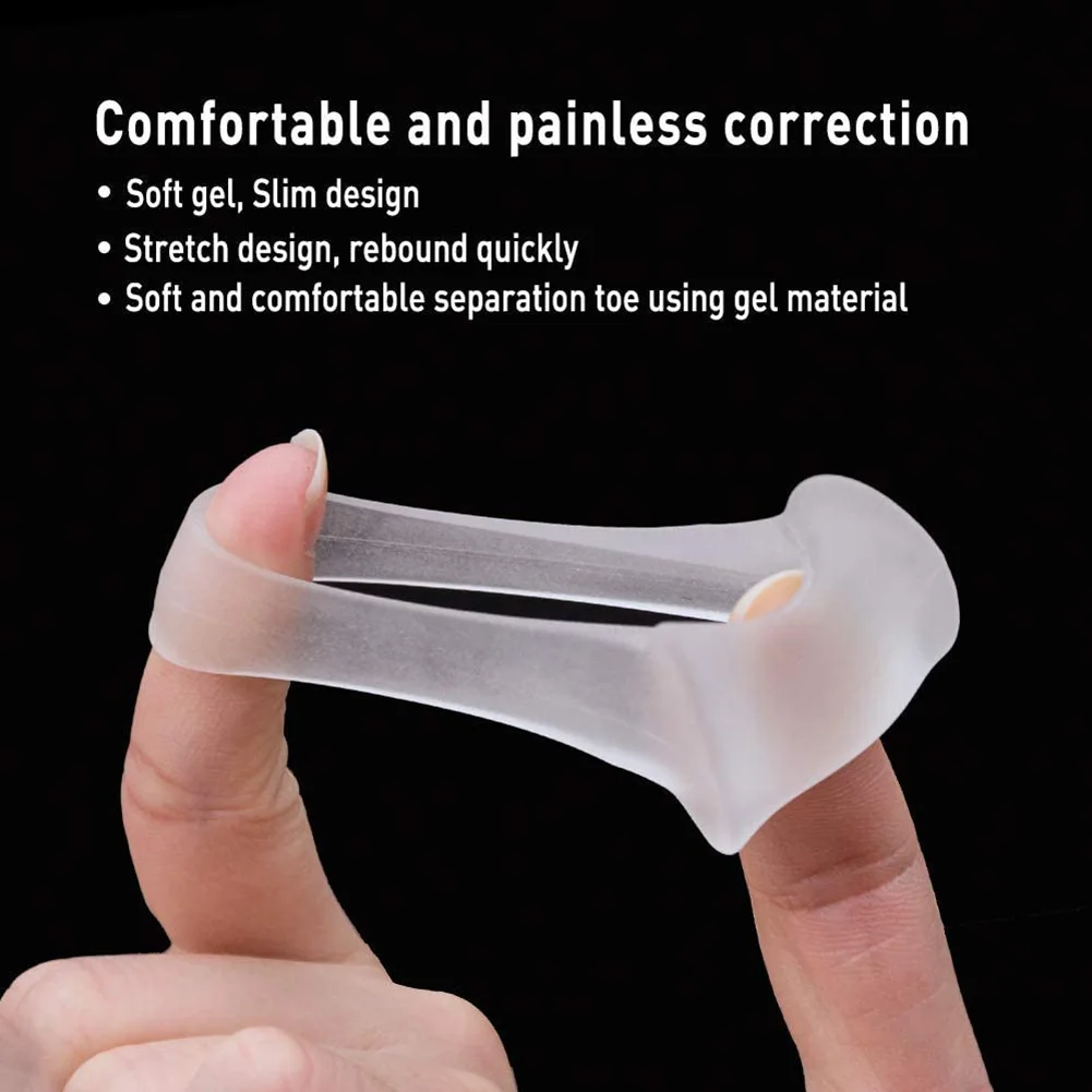 1pair Hallux Valgus Corrector Pads Painless Transparent Overlap Toe Correction Cushion Soft Comfortabl Reusable Foot Health Care